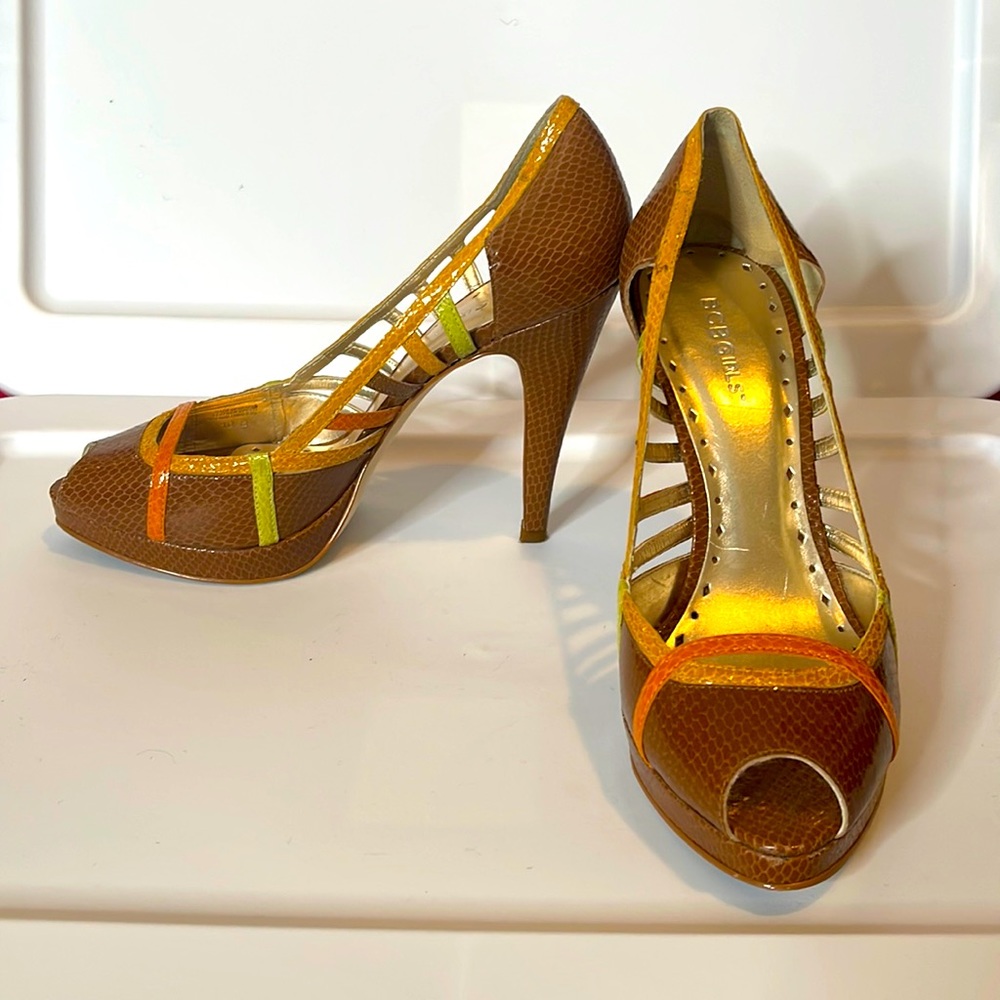 BCBG Girls - size 10, brown, yellow, light green snake print